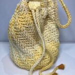 cotton crochet drawstring bag lemon