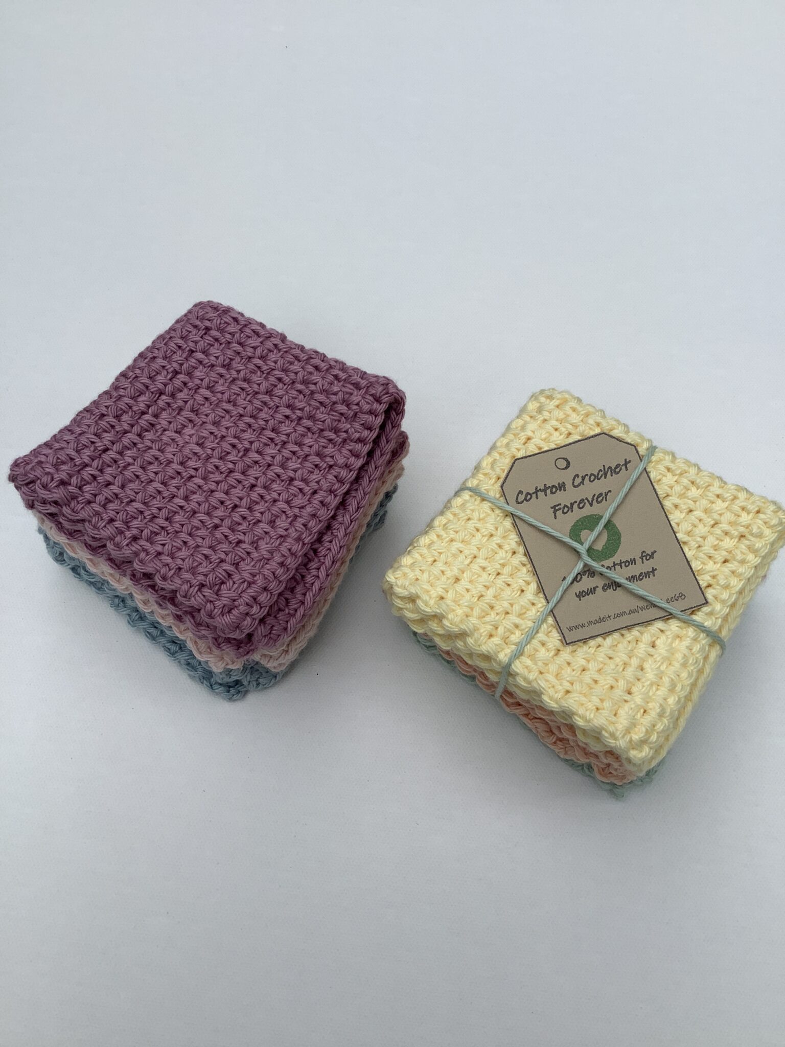 2-stacks-of-cotton-crochet-wash-cloths