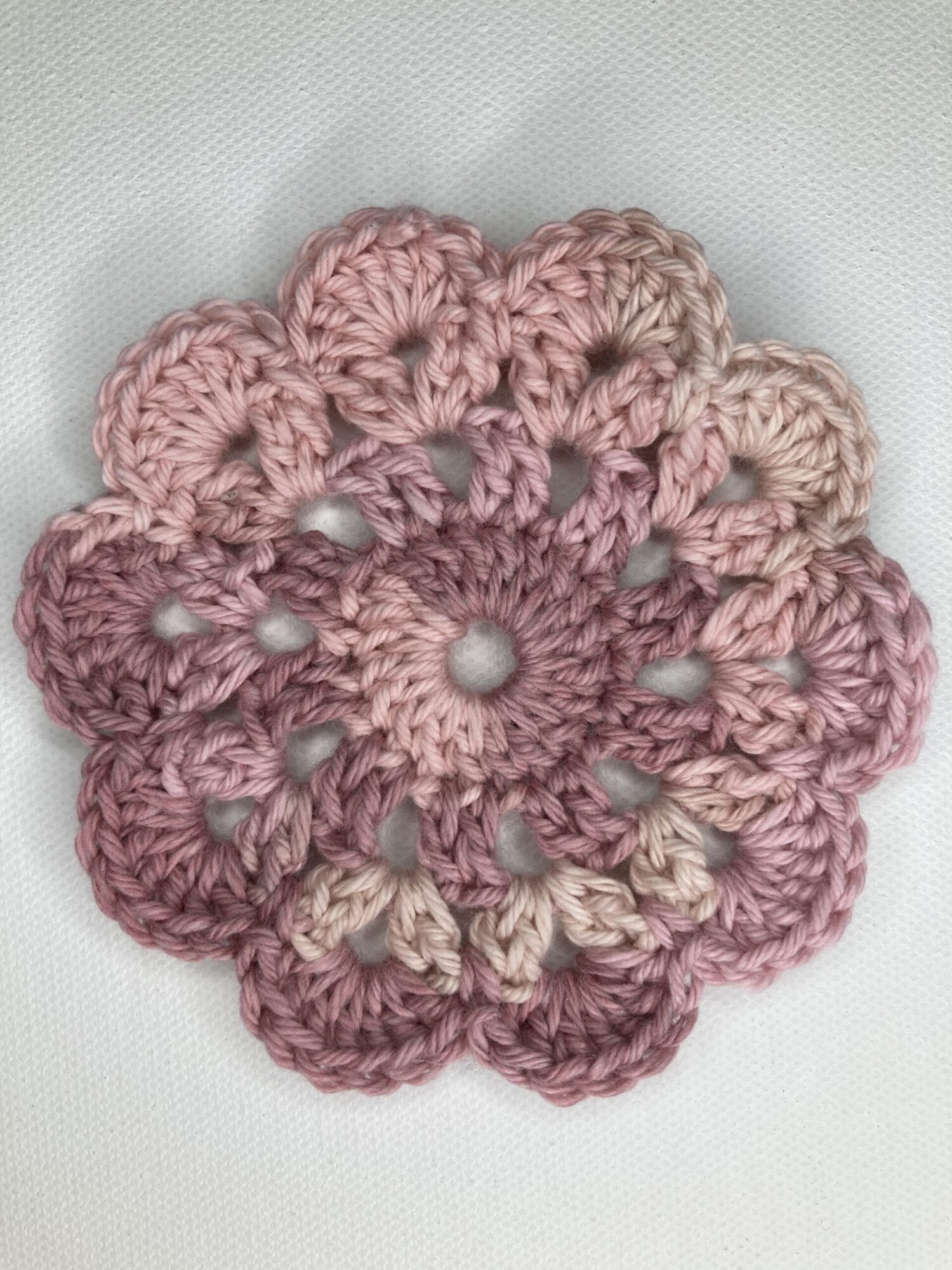 pink crochet coaster