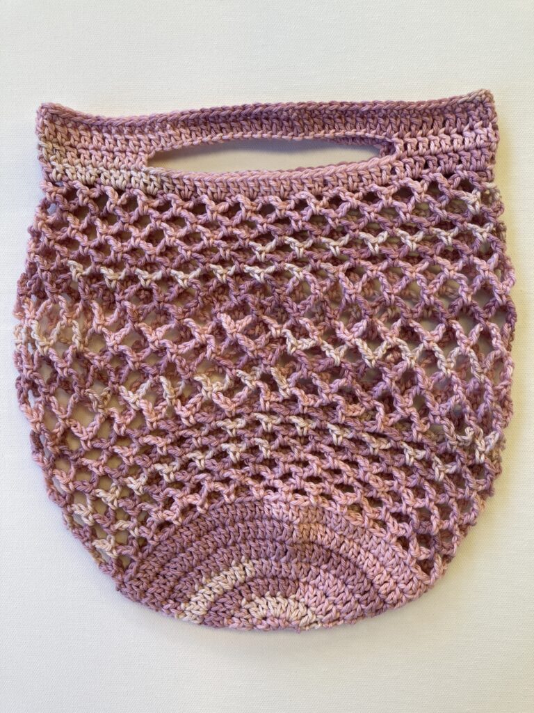 cotton crochet pink ombre mesh market bag