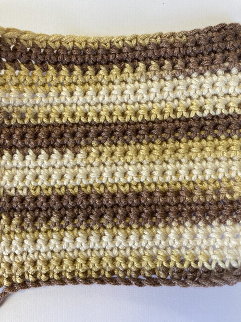 brown and cream crochet swatch