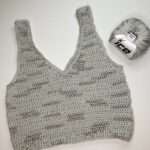 ladies grey crochet tank top made with ice yarns summertime