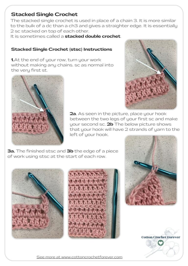 Instructions for stacked single crochet